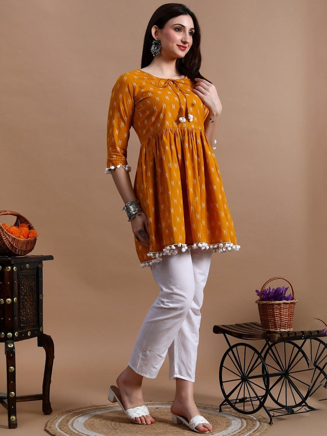 Women Abstract Printed A-Line Top