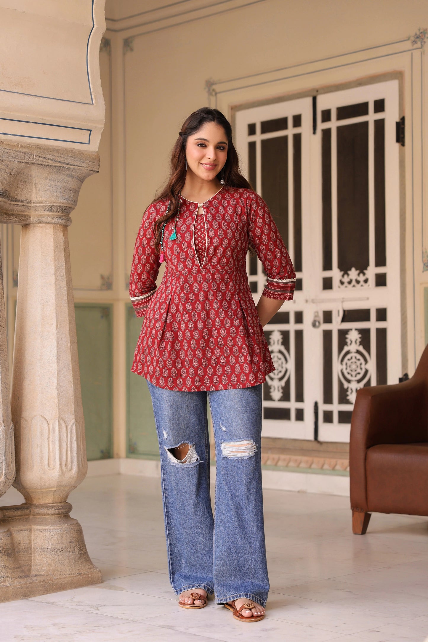 Ethnic Print Pure Cotton Top