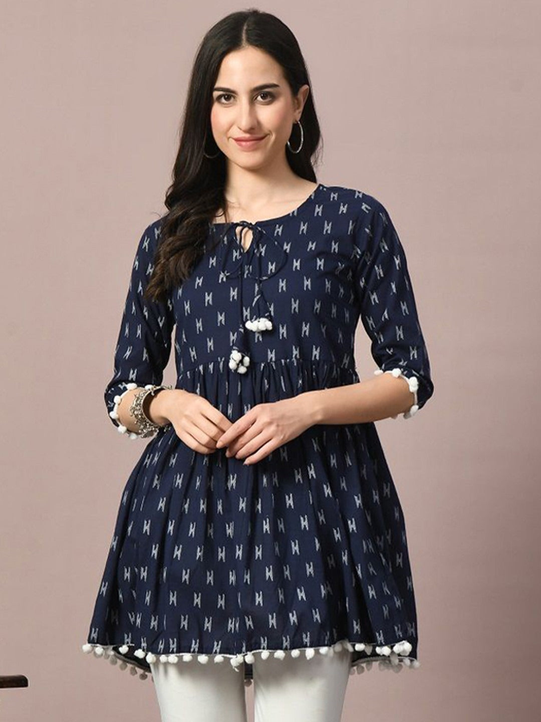 Women Abstract Printed A-Line Top