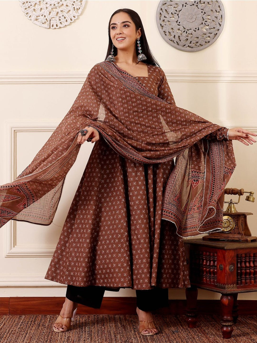 Women Ethnic Motifs Printed Empire Kurta with Trousers & With Dupatta