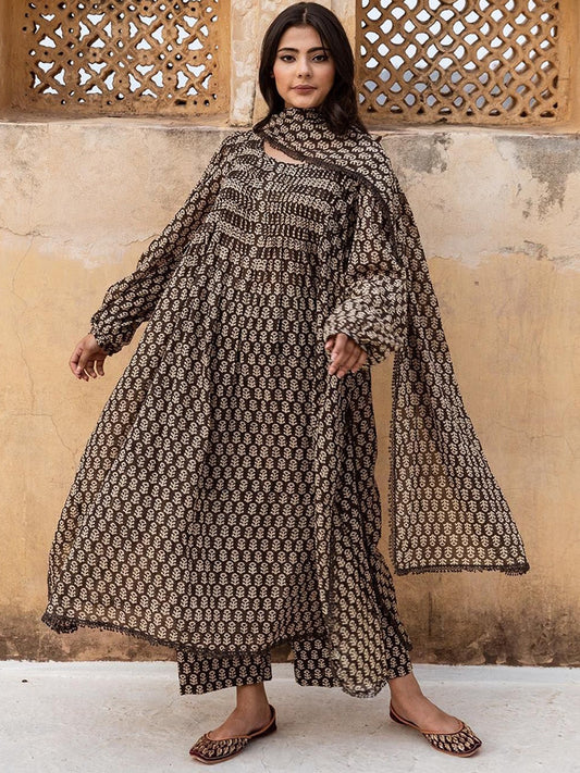 Women Ethnic Motifs Printed A-Line Kurta with Palazzo & Dupatta