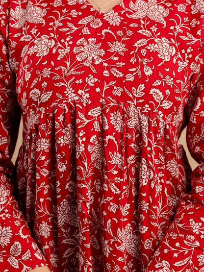 Floral Printed V-Neck Kurti