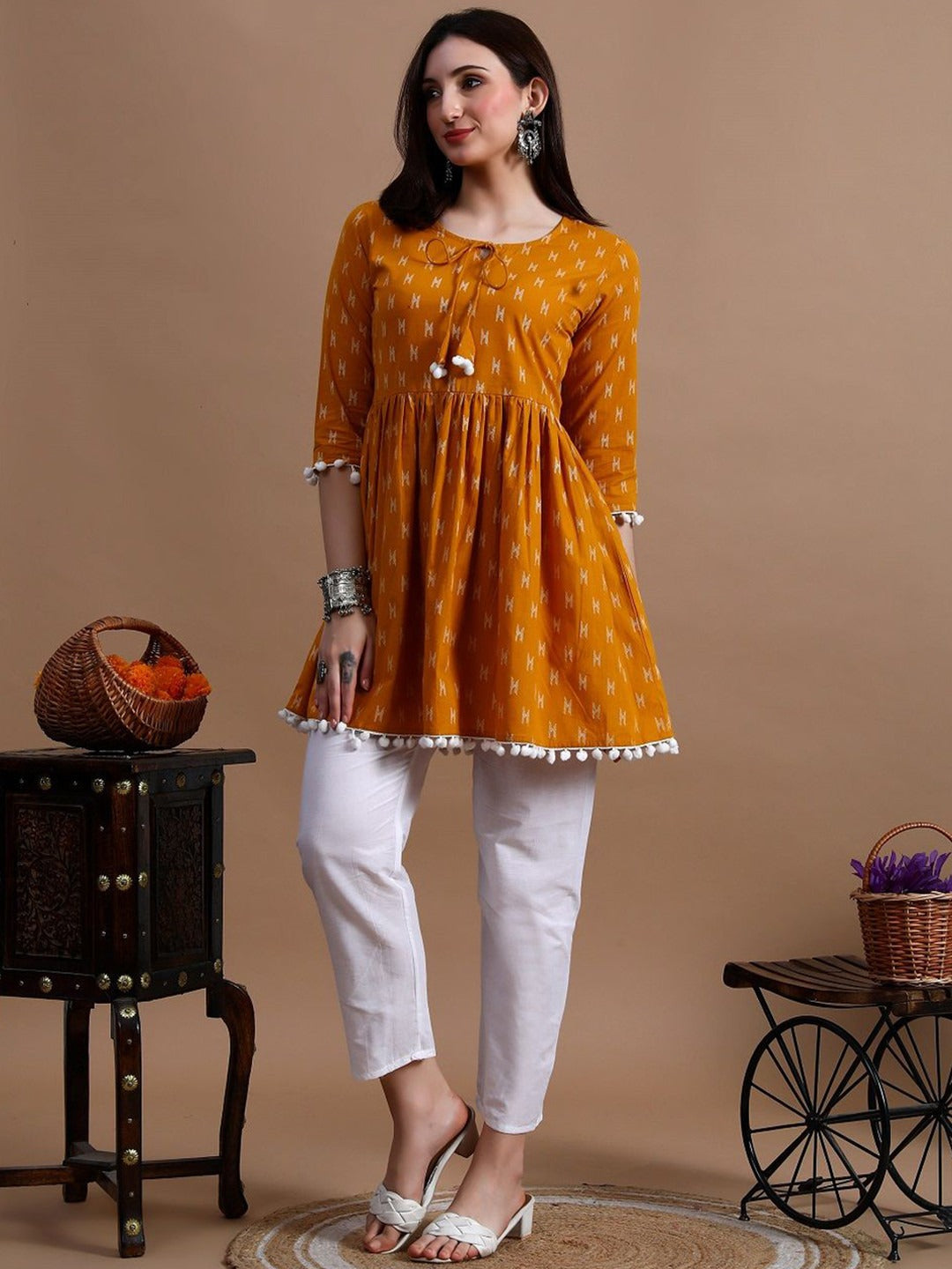 Women Abstract Printed A-Line Top