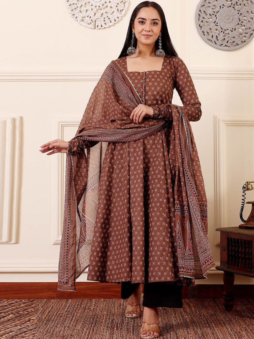 Women Ethnic Motifs Printed Empire Kurta with Trousers & With Dupatta