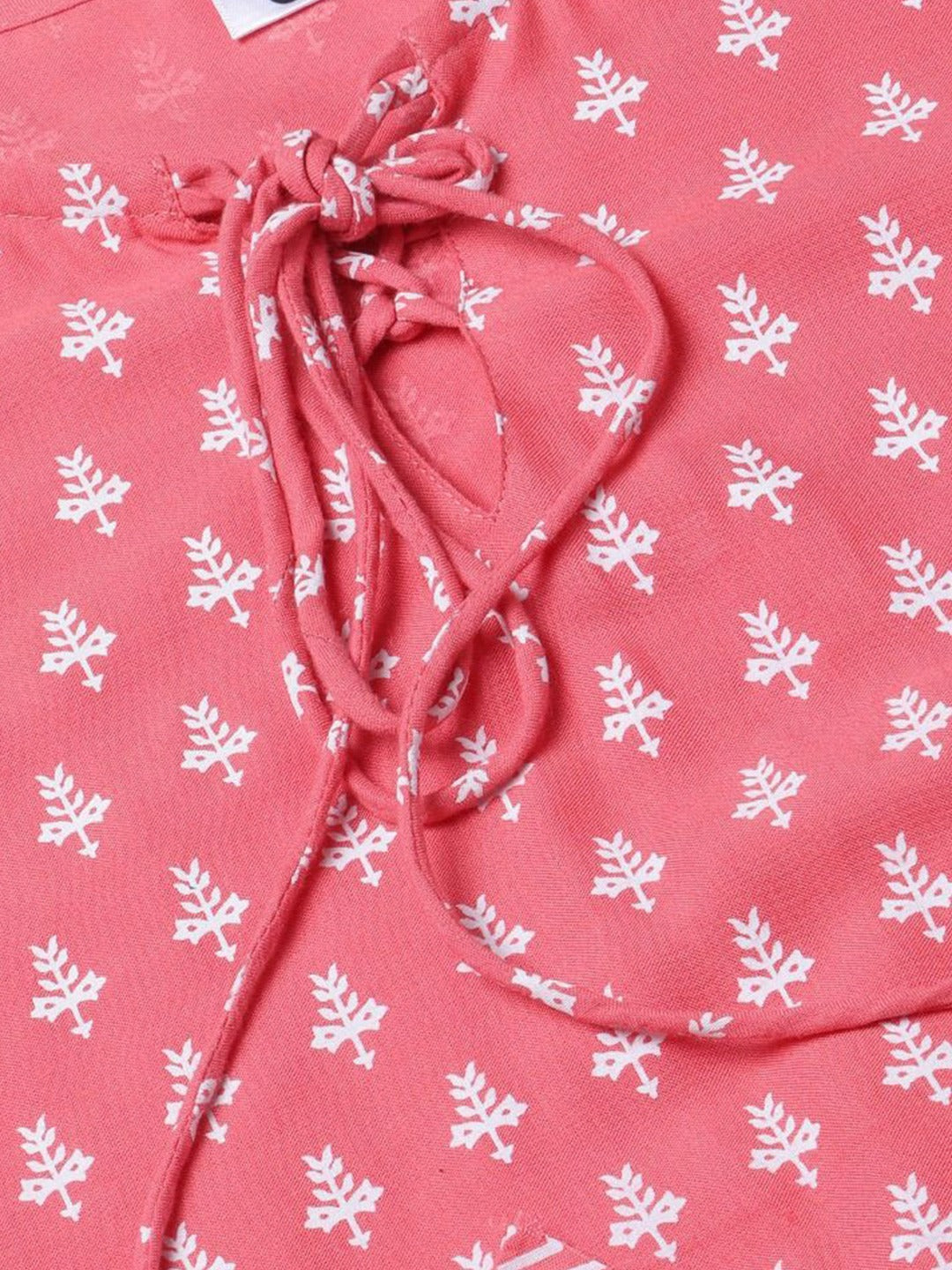 Keyhole Neck Ethnic Printed A-Line Short Kurti