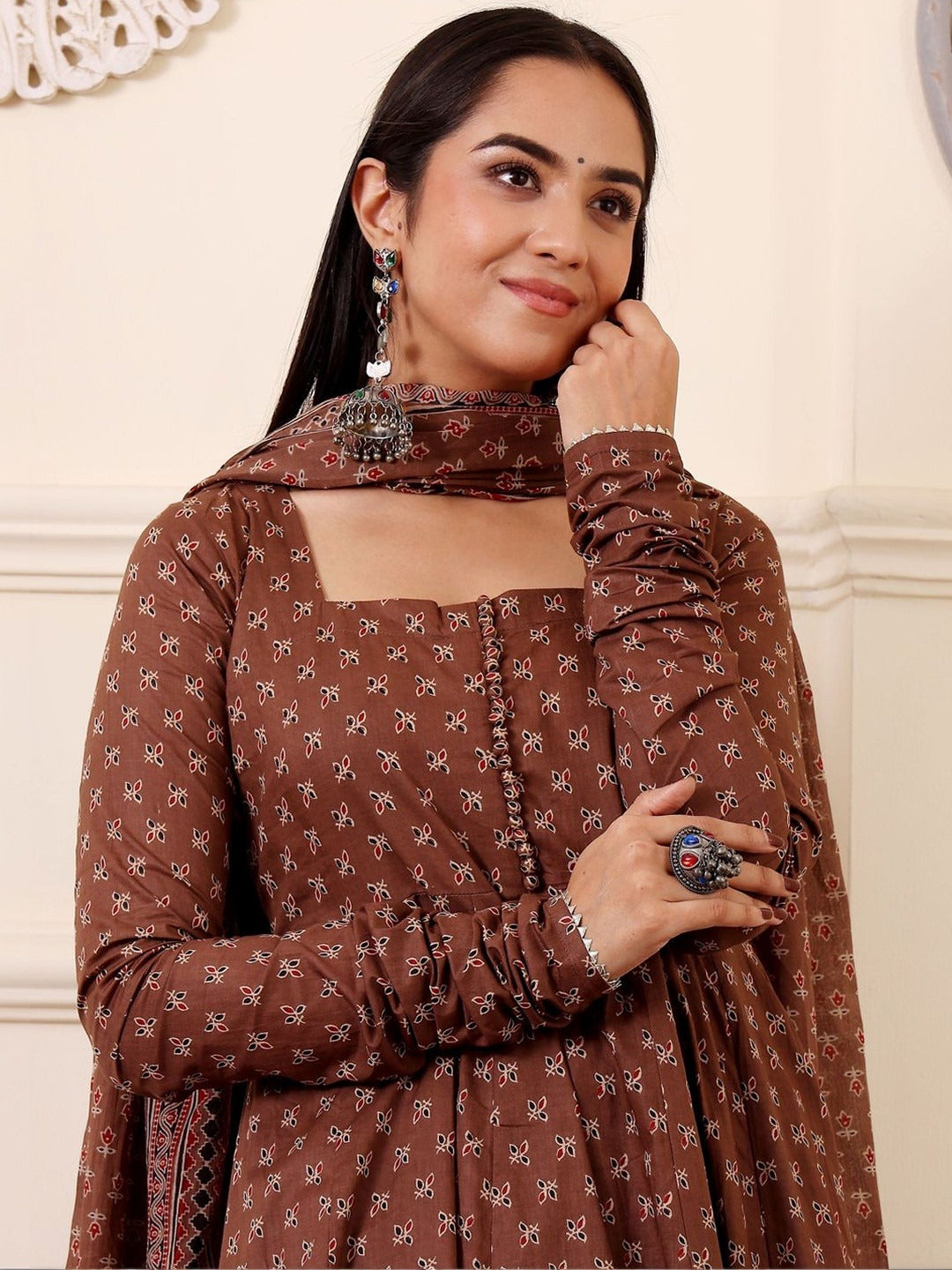 Women Ethnic Motifs Printed Empire Kurta with Trousers & With Dupatta