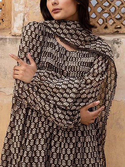 Women Ethnic Motifs Printed A-Line Kurta with Palazzo & Dupatta
