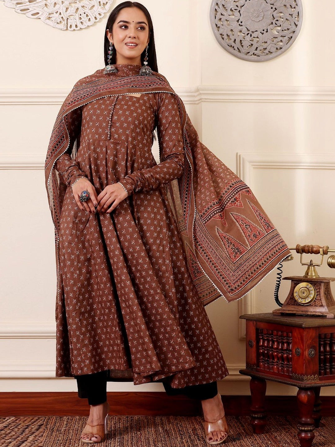 Women Ethnic Motifs Printed Empire Kurta with Trousers & With Dupatta